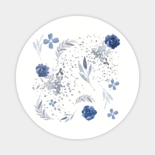 Floral pattern with blue flowers Magnet